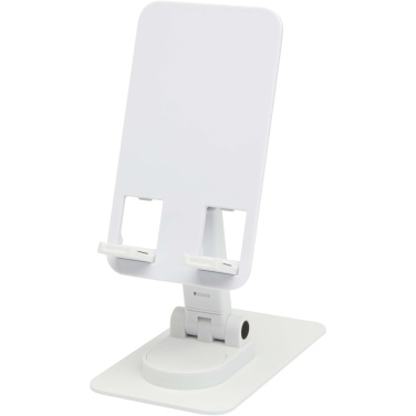 Logo trade business gift photo of: Alhena recycled plastic foldeable phone holder with metal desk stand